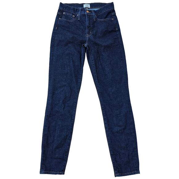 Dark Wash Skinny Jeans J. CREW 9" Toothpick Size 27 Hi Rise Crop Stretch Denim - Picture 1 of 9